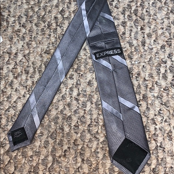 Express Silver Slim Silk Tie - Picture 2 of 2